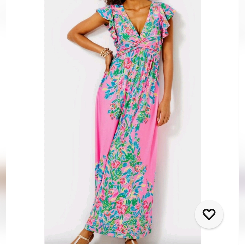 🩷 HTF NWT Lilly Pulitzer Verona Flutter Sleeve Maxi Dress 14